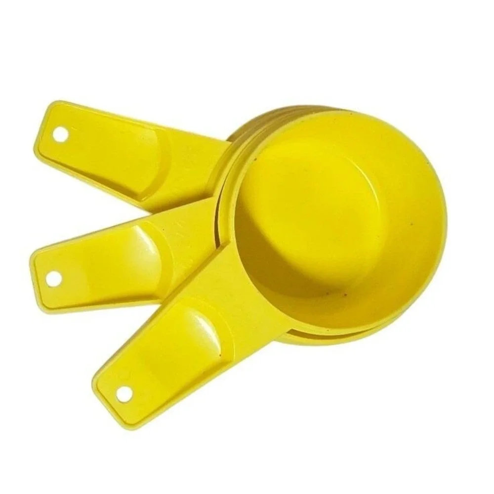 Vintage Tupperware Yellow Measuring Cups Set of 3: 1/3 2/3 1/4 Cup Retro Kitchen